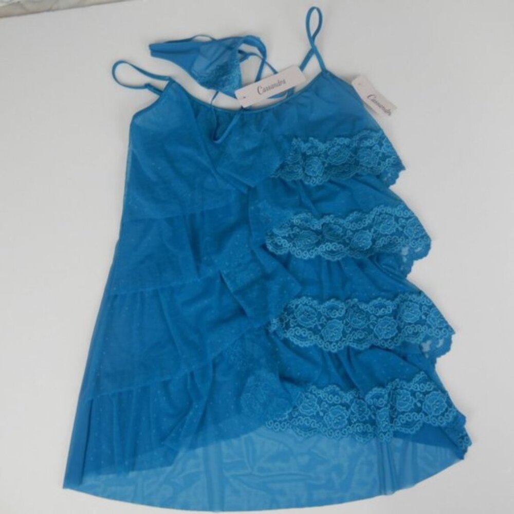 Cassandra Blue Posh 2 Piece Lingerie Set Intimates Sze S Camisole Set NWT (I001)